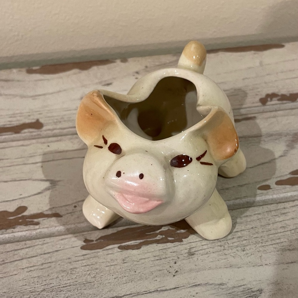 Vintage Ceramic Pig Decor Figurine Mid-Century Style Ceramics Planter Container